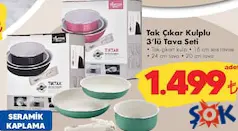 TAK ÇIKAR KULPLU 3'LÜ TAVA SETİ